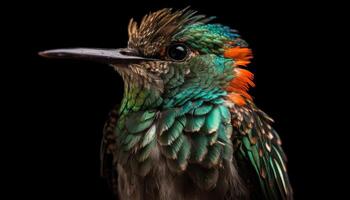 une vibrant, multi coloré oiseau se percher sur une branche dans la nature généré par ai photo