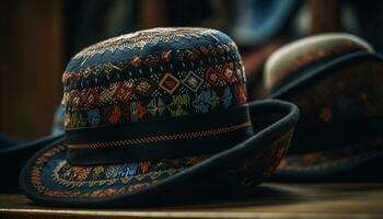 à la mode Hommes paille chapeau, une moderne accessoire avec indigène culture généré par ai photo