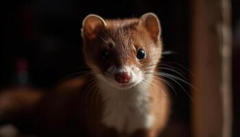 mignonne petit mammifère, velu et duveteux, à la recherche à caméra avec curiosité généré par ai photo