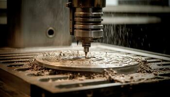 métal industrie atelier automatique machinerie Coupe acier avec précision généré par ai photo