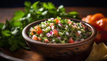 fraîcheur et santé dans une végétarien salade avec biologique Ingrédients généré par ai photo