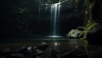 la nature beauté écoulement eau, vert forêt, tranquille scène, tropical forêt tropicale généré par ai photo