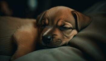 mignonne chiot dormant, petit et fatigué, repos dans la nature beauté généré par ai photo