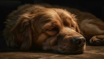 mignonne chiot dormant, duveteux fourrure, fidèle yeux, adorable cocker épagneul généré par ai photo