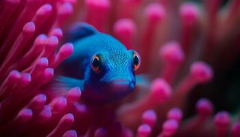 coloré pitre poisson nager dans une vibrant sous-marin corail récif généré par ai photo