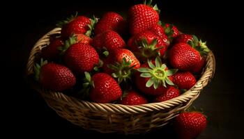 fraîcheur et douceur dans une panier de mûr fraise fruit généré par ai photo