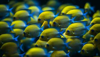 une vibrant école de multi coloré poisson nager dans le récif généré par ai photo