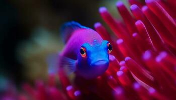 coloré pitre poisson nager dans une vibrant sous-marin récif habitat généré par ai photo