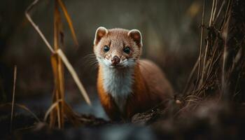 mignonne mammifère à la recherche en plein air, petit fourrure animal dans le forêt généré par ai photo