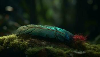 vibrant couleurs de la nature animaux, végétaux, et plumes dans proche en haut généré par ai photo