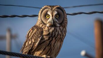 oiseau de proie se percher sur bifurquer, regarder avec perçant yeux généré par ai photo