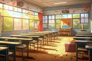 école salle de cours éducation anime visuel roman jeu. produire ai photo