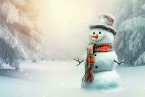 mignonne hiver bonhomme de neige art. produire ai photo