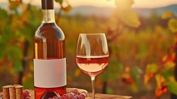 vignoble vibrations. savourer Rose du vin entouré par l'automne beauté photo