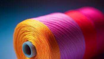 une vibrant Balle de multi coloré fil pour couture et broderie généré par ai photo