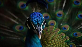 paon vibrant plumes vitrine la nature beauté dans multi coloré élégance généré par ai photo