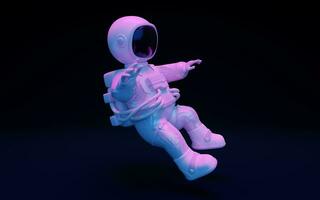 astronaute avec fantastique lumières, 3d le rendu. photo