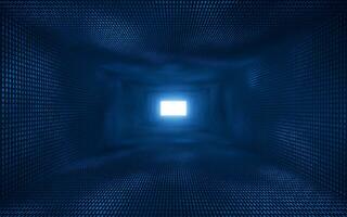 foncé bleu numérique cyberespace tunnel, 3d le rendu. photo
