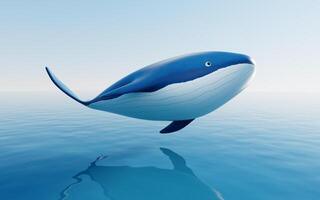 baleine avec dessin animé style, 3d le rendu. photo