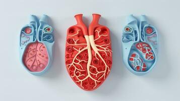 3d illustration maquette de le Humain organe système, anatomie, nerveux, circulatoire, digestif, excréteur, urinaire, et OS systèmes. médical éducation concept, génératif ai illustration photo