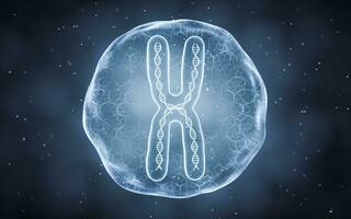 biologique sphère avec chromosome à l'intérieur, 3d le rendu. photo