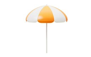 Orange plage parapluie avec dessin animé style, 3d le rendu. photo
