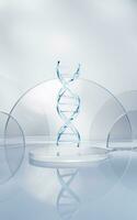 ADN avec verre géométrie arrière-plan, 3d le rendu. photo