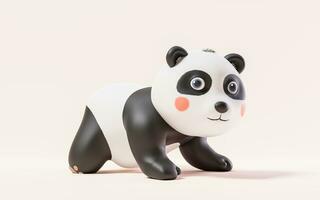 Panda avec dessin animé style, 3d le rendu. photo