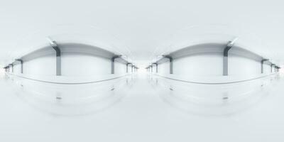 blanc vide tunnel, 360 degrés sans couture panoramique voir. 3d le rendu. photo