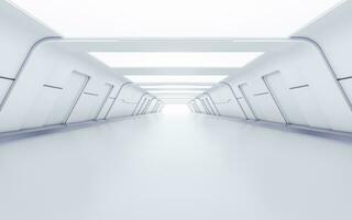 vide blanc tunnel avec futuriste style, 3d le rendu. photo