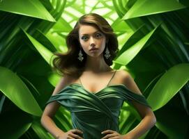 mode femme dans vert robe photo