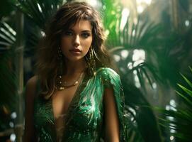 mode femme dans vert robe photo