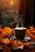 l'automne Contexte avec tasse de café photo