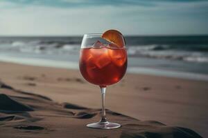 cocktail sur le plage, sur une chaud ensoleillé journée. ai génératif photo