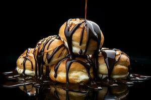 crème bouffées bruine avec Chocolat ganache.ai génératif photo