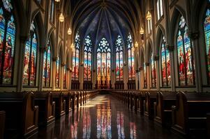 vue de gothique cathédrale coloré verre photo