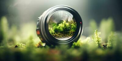 vue de le des arbres par une photographique lentille. environnement concept. photo