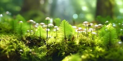 Jeune plante croissance dans le Matin lumière et vert la nature photo