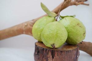 goyave fruit sur bois Contexte photo