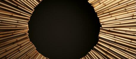 bambou des bâtons dans visible cercle forme avec Couper prend fin photo