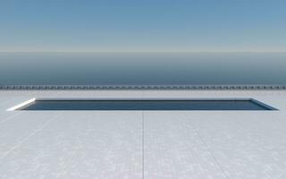 vide sol avec océan arrière-plan, 3d le rendu. photo