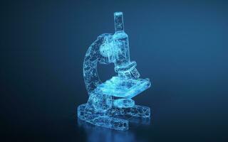 une microscope dans le laboratoire, 3d le rendu. photo