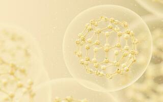 cellule structure avec d'or arrière-plan, 3d le rendu. photo