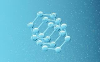 chimique molécule avec bleu arrière-plan, 3d le rendu. photo