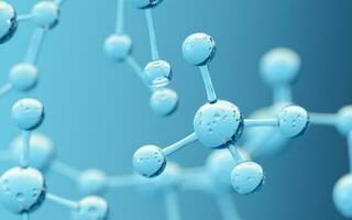 chimique molécule avec bleu arrière-plan, 3d le rendu. photo