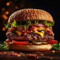 réaliste photo de Hamburger. fermer nourriture la photographie. ai généré