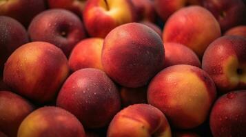 réaliste photo de une bouquet de nectarines. Haut vue fruit paysage. ai généré