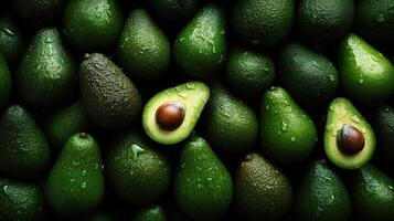 réaliste photo de une bouquet de avocats. Haut vue fruit paysage. ai généré