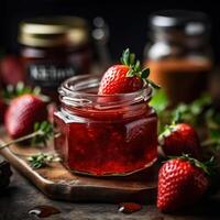 réaliste photo de fraise Confiture. fermer nourriture la photographie. ai généré