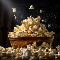 réaliste photo de Popcorn. fermer nourriture la photographie. ai généré